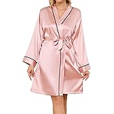 DingCo Satin Robes for Women Elegant Satin Kimono Silk Bathrobe for Wedding, Bridal Party, Silk Sleepwear, and Loungewear