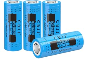CBJJ 3.7V 26650 Battery 6800mAh 26650 Rechageable Battery Flat Top 26650 Batteries for Flashlights, 4 Pack