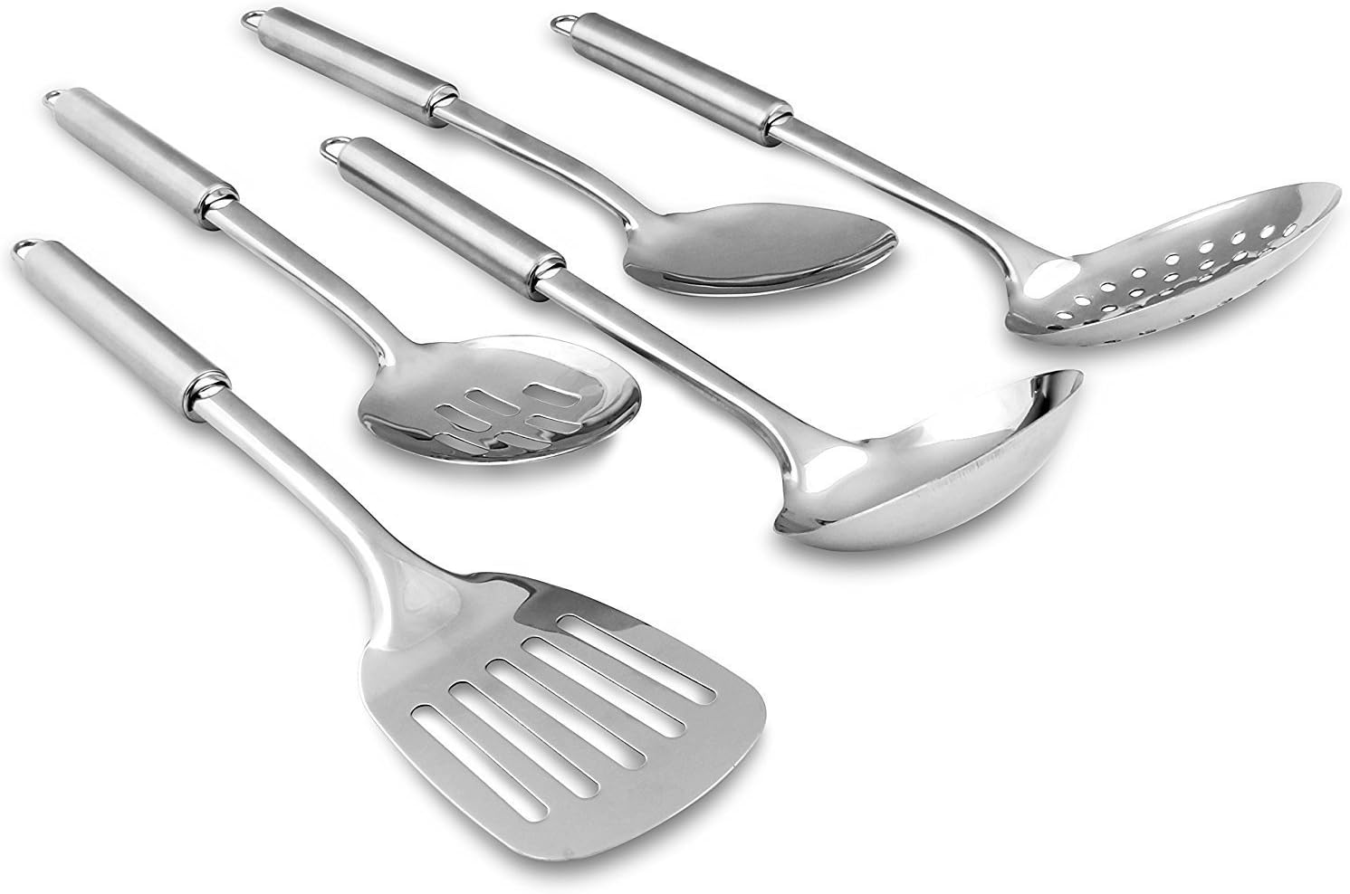 Utopia Kitchen Stainless Steel Cooking Utensil Set - 5-Piece Serving Spoons: Kitchen & Dining