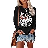 OUMASK Women's Western Cowgirl Long Sleeve Shirts Vintage Country Music Fall T-Shirt Hiking Travel Sweatshirt Tops
