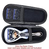 Hard EVA Razor Travel Case Carrying Bag for Gillette Fusion5 ProGlide Power Men's Razor - Mesh Pocket for Razor Blades + Lightweight Carrying Handle + Durable Zipper by Anplus (Blue)