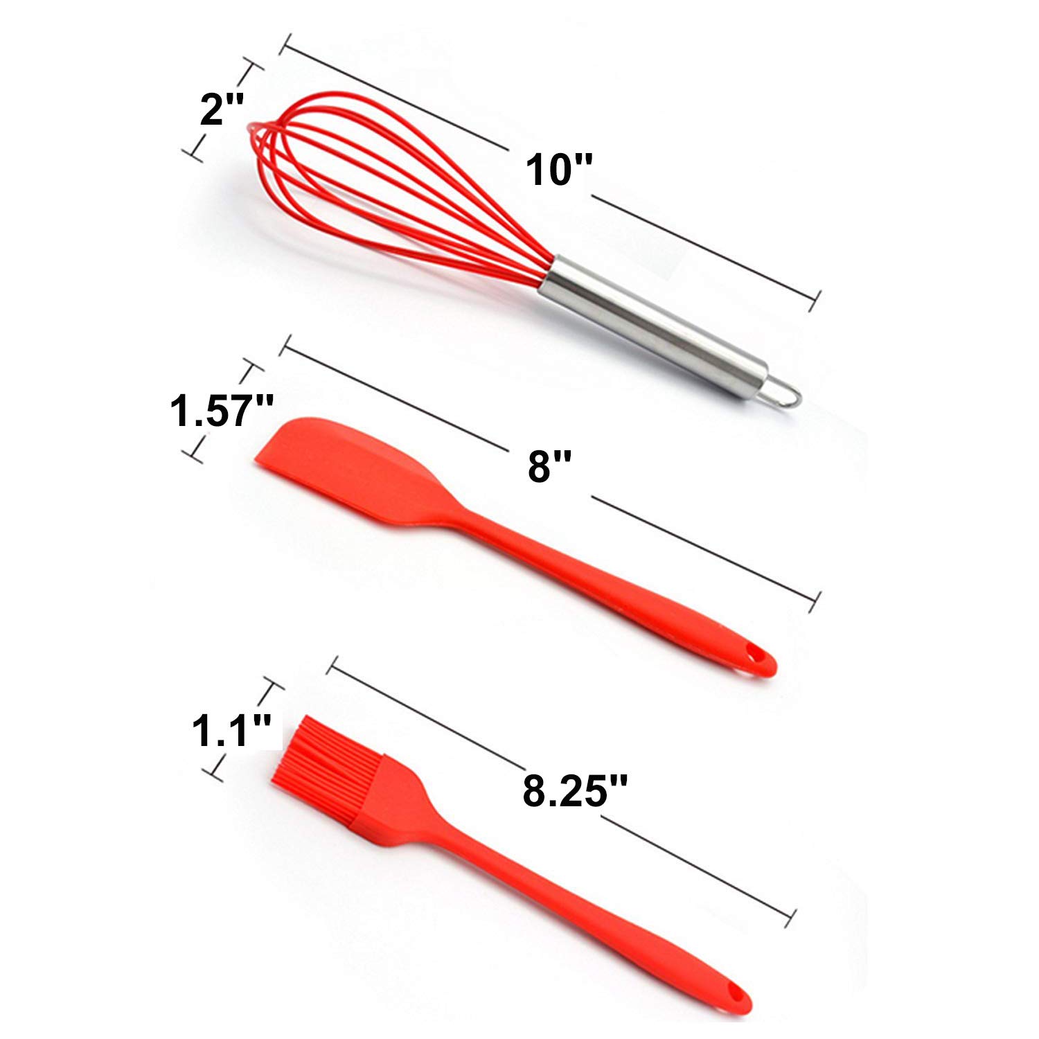Cooking Utensils - Silicone Kitchen Set in Hygienic Solid Coating - Heat Resistant Baking Tools (5 Piece)