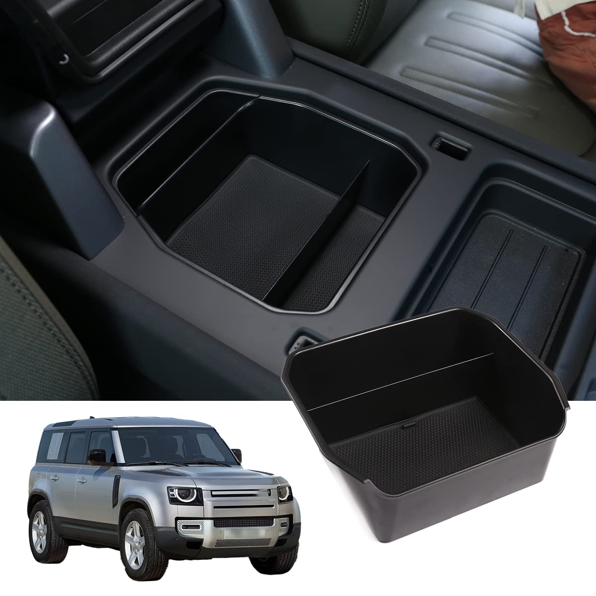 DIYUCAR For LR Defender 90 110 2020 2021 Black ABS Interior Center Armrest Box Storage Box Tray Car Accessories