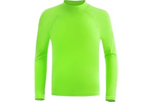 RIKUAOU Boys Rash Guard Swim Shirt, UPF 50+ Sun Protection Long Sleeve for Kids Youth, Rashguard Surf Water Sports Shirts