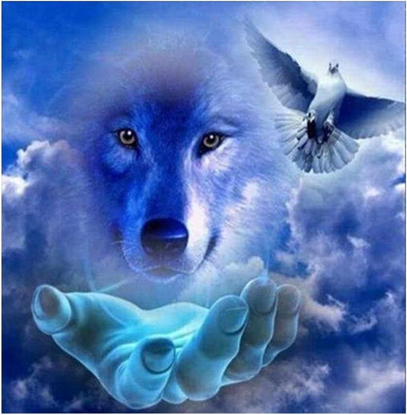 Diamond Painting Kit ACTIMEX 5D DIY Full Drill Rhinestone Crystal Embroidery Pictures Cross Stitch for Home Wall Decoration Animal Wolf & Eagle 30 * 30 cm (11.8 * 11.8 inch)