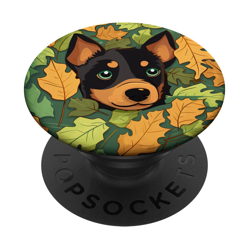 Lancashire Heeler Dog Mom Dad Plant Lover Hiding in Leaves PopSockets Swappable PopGrip