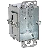 RACO Gangable Switch Box, 3 in. x 2 in., 2-1/2 in. Deep, Old Work, Gray | TigerGrip Clips, Plaster Ears, Eight 1/2 in. Knockouts, UL Listed, 12.5 cu.in. Capacity, Steel Construction, Fire Rated