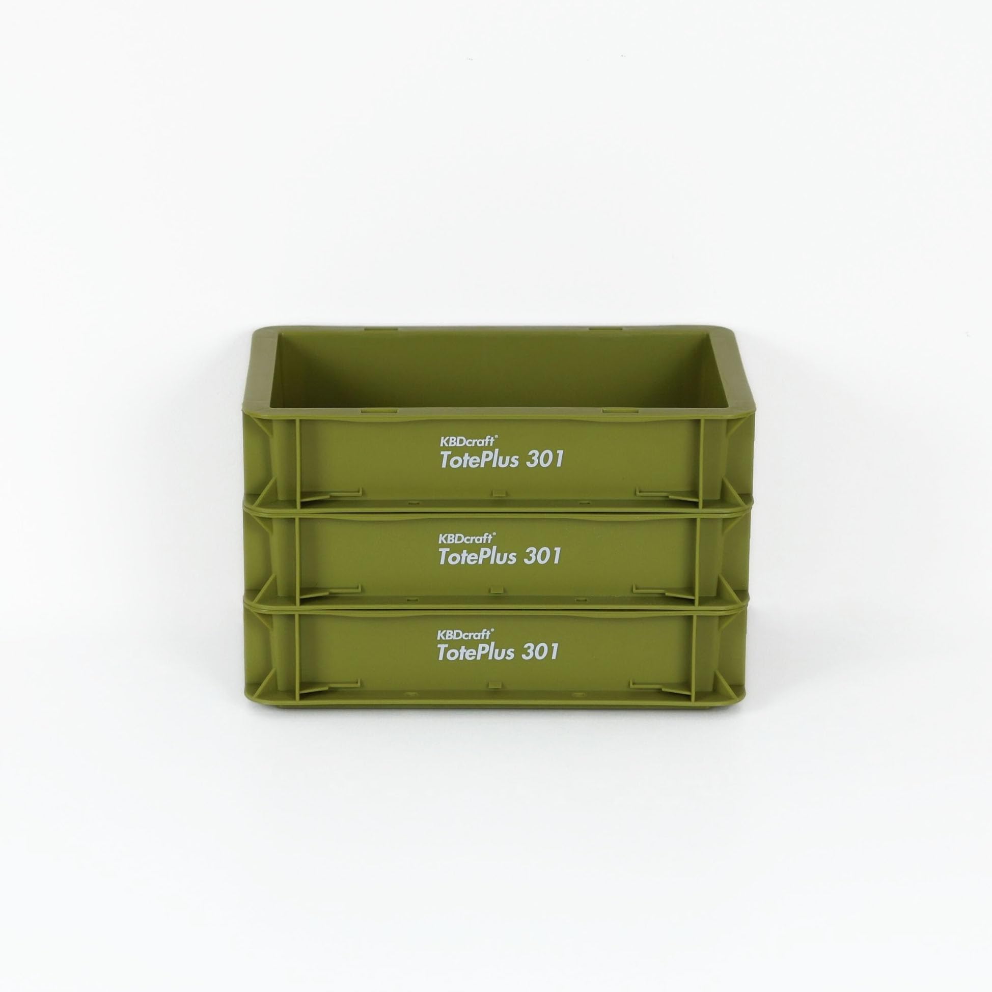 Photo 1 of KBDcraft Stackable Storage Bin - Heavy-Duty Plastic Organizer Box and Tray with Straight Walls, small plastic bin totes for storage, 12"x8"x3", 0.5Gal, Green, 3 Pack