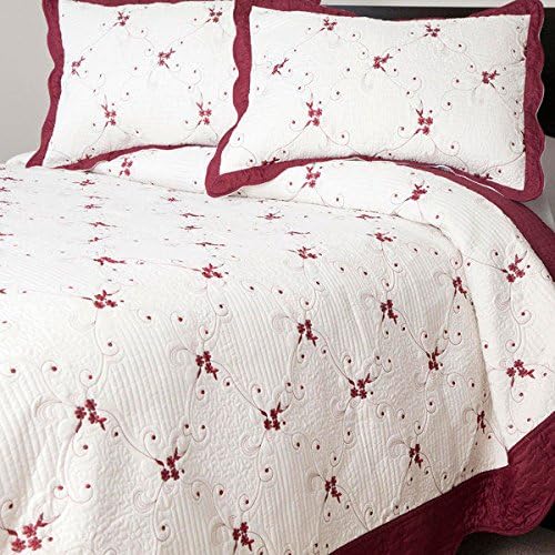King Size Windsor Home Christmas Thelma Embroidered 3-piece Quilt Set