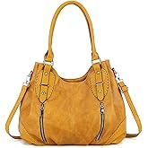 myfriday Vintage Large Leather Tote Handbags for Women, Soft Hobo Shoulder Bag Satchel Purse with Adjustable Strap