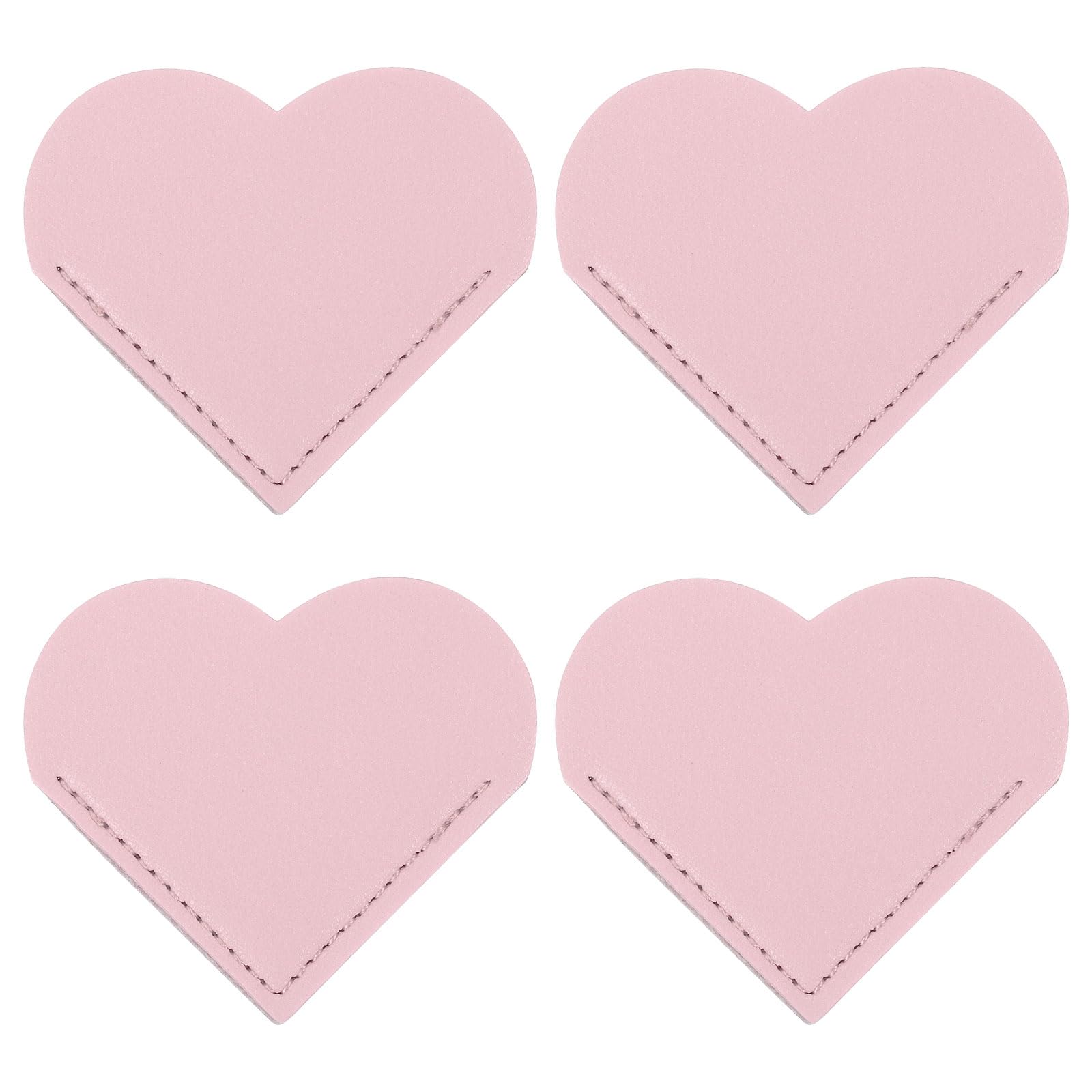 PATIKIL Corner Bookmarks, 4 Pack Heart Shape PU Leather Book Marks Page Markers Cute Page Clip for Men Women Teacher Reader Book Lover Writers, Pink