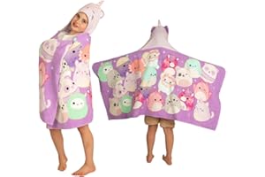 Squishmallows Kids Super Soft Bath/Pool/Beach Soft Cotton Terry Hooded Towel Wrap, 24 in x 50 in, (Officially Licensed Product) By Franco
