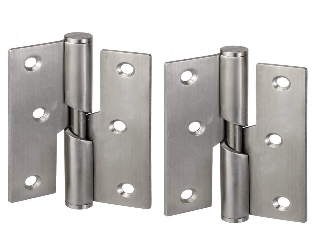 Pair of 76mm Rising Butt Handed Lift Off Door Hinges Stainless Steel (Left)