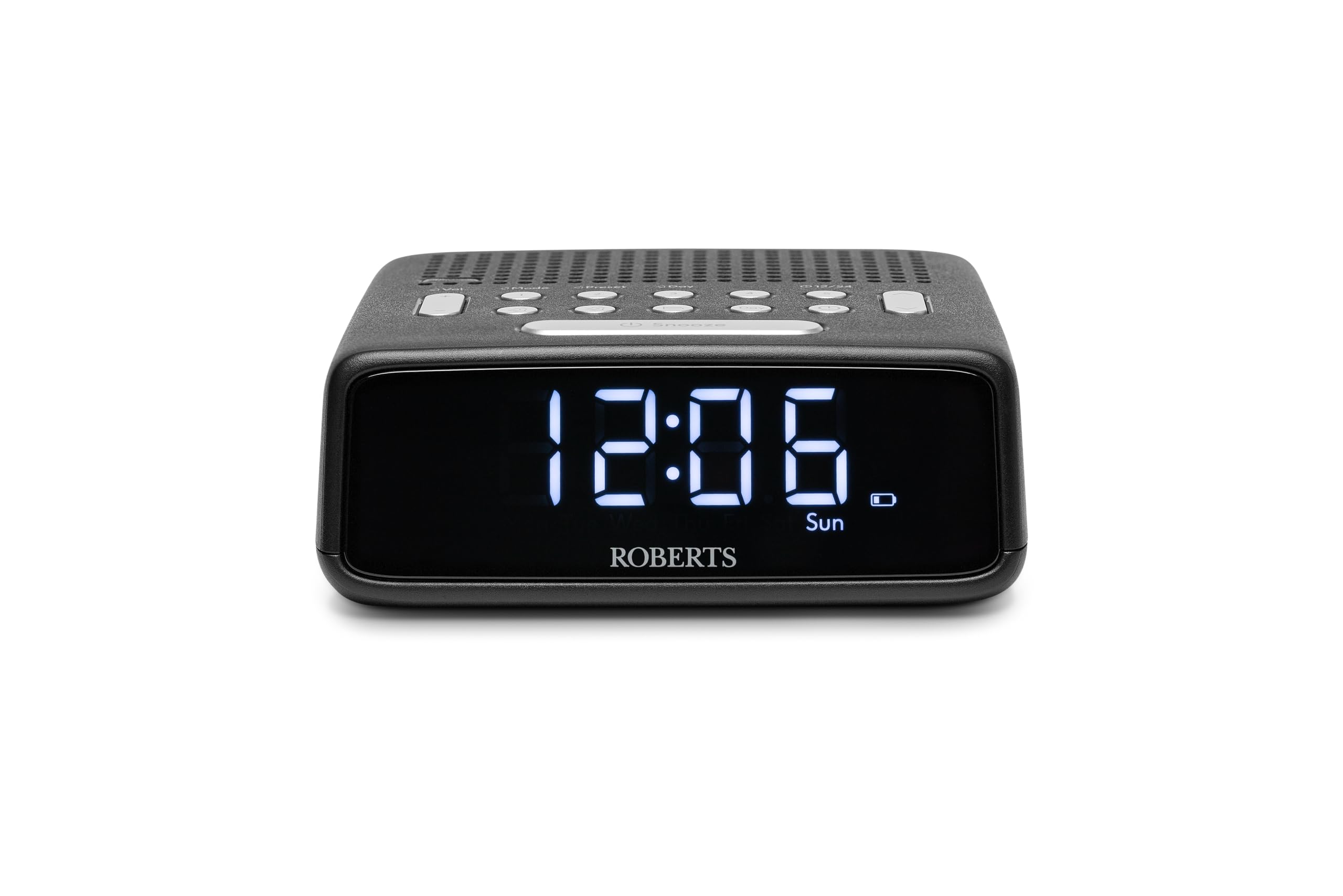 Roberts ORTUSFM FM Digital Clock Radio with Dual Alarms and a Large LCD Display, Black