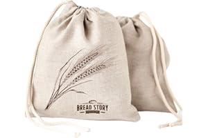 Linen Bread Bags - 2-Pack 11 x 15" Ideal for Homemade Bread, Unbleached, Reusable Food Storage, Housewarming, Wedding Gift, S