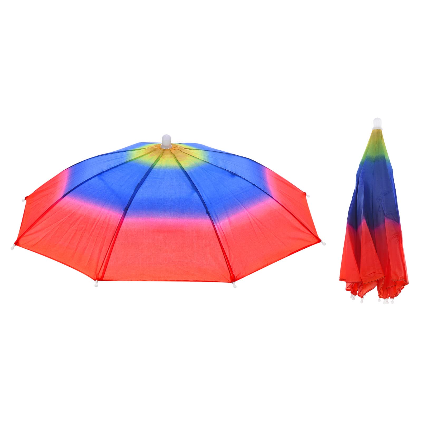 PATIKIL Umbrella Hat, 2 Pack 20 Inch Folding Sun Rain Cap Hands Free Fishing Umbrella Hat for Golf Fishing Camping Outdoor, Rainbow Color