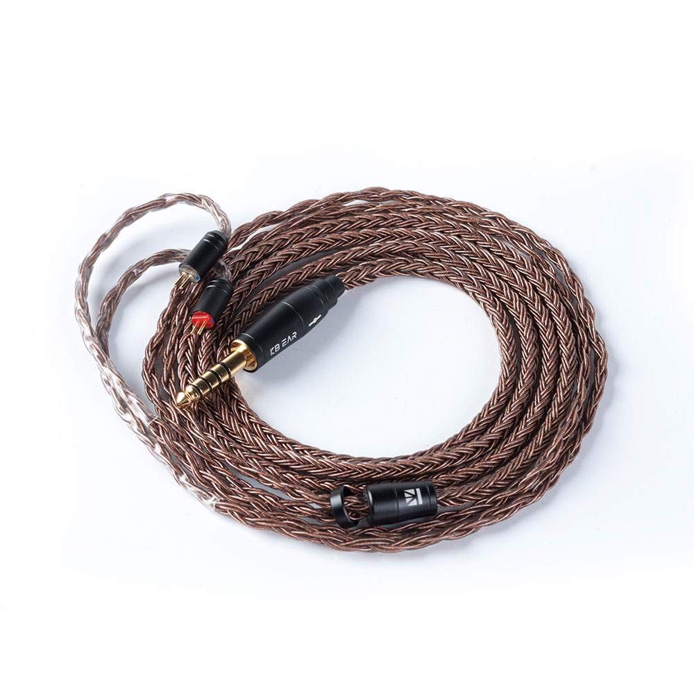 NEX KBEAR 16 Core Oxygen free Copper Earphone Cable, Brown Upgrade 2PIN Detachable Earphone Cable Replacement Earphone Wire for ZS10 ZS6 ZS5 ZSR ZST TRN V10 V20 TFZ (4.4mm, 2 Pin)