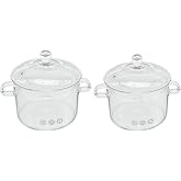 Hoypeyfiy Glass Saucepan Set 1.35L + 1.5L, Borosilicate Glass Cookware with Lids, 2-Pack Heat Resistant Pots for Stovetop, Oven, Microwave, Dishwasher Safe