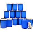 SHOWIN Thick Candle Jars for Making Candles 16 Pcs, 7 OZ Empty Jars with Wood Lids for Candle Making, Sample Container, Frosted Blue