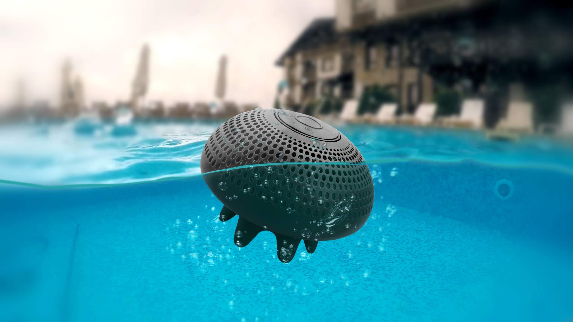 Wireless Bluetooth Waterproof Speaker Floaty - Small Powerful Floating Speaker - Take it to the Pool - 9h Battery Life No Charging - Fast Charge - with Microphone to Answer your Calls - Black - MOB