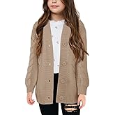 Apbondy Girls Cable Knit Cardigans Button Down Long Sleeve Chunky Sweater Outerwear