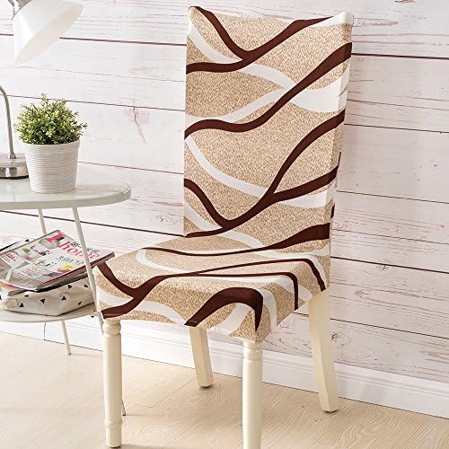 Kukcone Fit Stretchy Washable Short Dining Chair Covers Removable Wrinkle Resistant Quick Installation Protect Seat Slipcover For Home Decor, Dining Room,Hotel,Ceremony (4, Style 1)