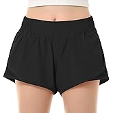 QooNoo Girls Athletic Shorts with Zipper Pocket Lightweight Elastic Waist Running Shorts for Teen Girls Kids Active Sports