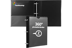 Tashkummy 360 Degree Pivotable Binder, Upgraded 3 Ring Binder 1 inch, Flexible Binders 3 Ring, Foldable Three Ring Binders- Black