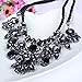 QIYUN.Z Chunky Black Rope Dangle Rhinestone Faceted Charms Flower Bib Choker Necklace