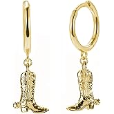 Western Cowgirl Earrings Cowboy Boot Earrings Gold Plated Boot Dangle Earrings Texas Boots Spur Drop Earring Enamel Western Jewelry for Women