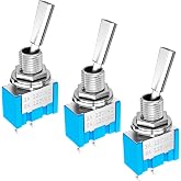 DaierTek Mini Toggle Switch SPST Miniature Small Flat Toggle Switch ON/Off 2 Position 2 Pin 6A 125VAC 3A 250VAC for Car Truck Household Appliance -3pcs