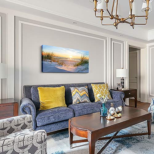 Wall Art for living room Print Artwork Wall Art Decor Poster Blue sun beach grass ocean Landscape painting bedroom…