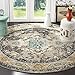 SAFAVIEH Monaco Collection 3' Round Grey/Light Blue MNC243G Boho Chic Medallion Distressed Non-Shedding Dining Room Entryway Foyer Living Room Bedroom Area Rug