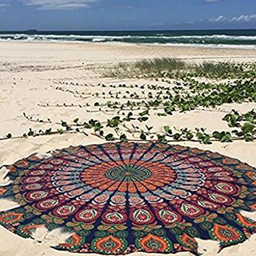 Persunhome Indian Mandala Round Roundie Beach Throw Tapestry Hippy Boho Gypsy Cotton Tablecloth Beach Towel Yoga Mat Decor Wall Hanging Beach Cover up,Multi02