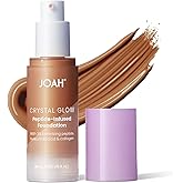 JOAH Peptide Infused Foundation, 2-1 Korean Face Makeup with Blurring Face Primer, Luminizer, Hydration & Skin Defense for a Lightweight Finish, Buildable Medium Coverage, 1.01 Oz, Deep Warm