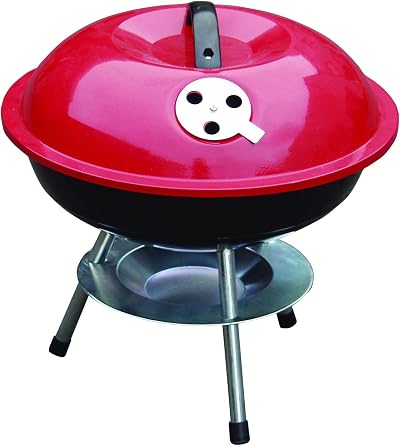HambleBB-BBQ201 Portable 14" Charcoal BBQ - Red, Easy Assembly, Heavy Steel
