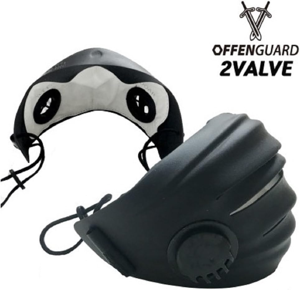 Offenguard 2-Valve Extreme Anti-Pollution Bicycle Cycling Dust Filter Face Mask with 10 Refill Mask Filter/Made in Korea (Black)