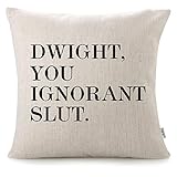 CHICCAT Cotton Linen Throw Pillow Case - Dwight, You Ignorant S..." Home Decor Wedding Gift Engagement Present Housewarming Gift Cushion Cover 18 X 18