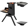 Stanbroil 3 in 1 Rocket Stoves with Grill Rack, Griddle and Pot Cooking Stand, Heavy Duty Wood Burning Stoves for Cooking, Camping wood Stove Kit for Off-Grid Supply, Outdoor Grilling Event