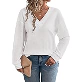 Eytino Plus Size for Women V Neck Long Sleeve Tee Shirts Loose Casual 2026 Fashion Outfits Clothes(1X-5X)