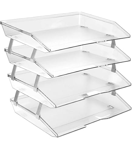 Acrimet 2-Tier Front Load Letter Tray — Desk Organizer For Files, A4/Letter Size, Solid Pink