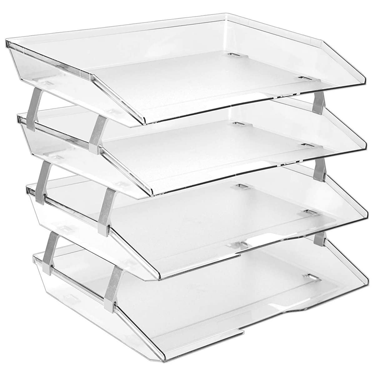 Acrimet Facility 4 Tier Letter Tray, Side Load, Letter Size/A4, Desktop File Organizer, Plastic (Clear Crystal Color)