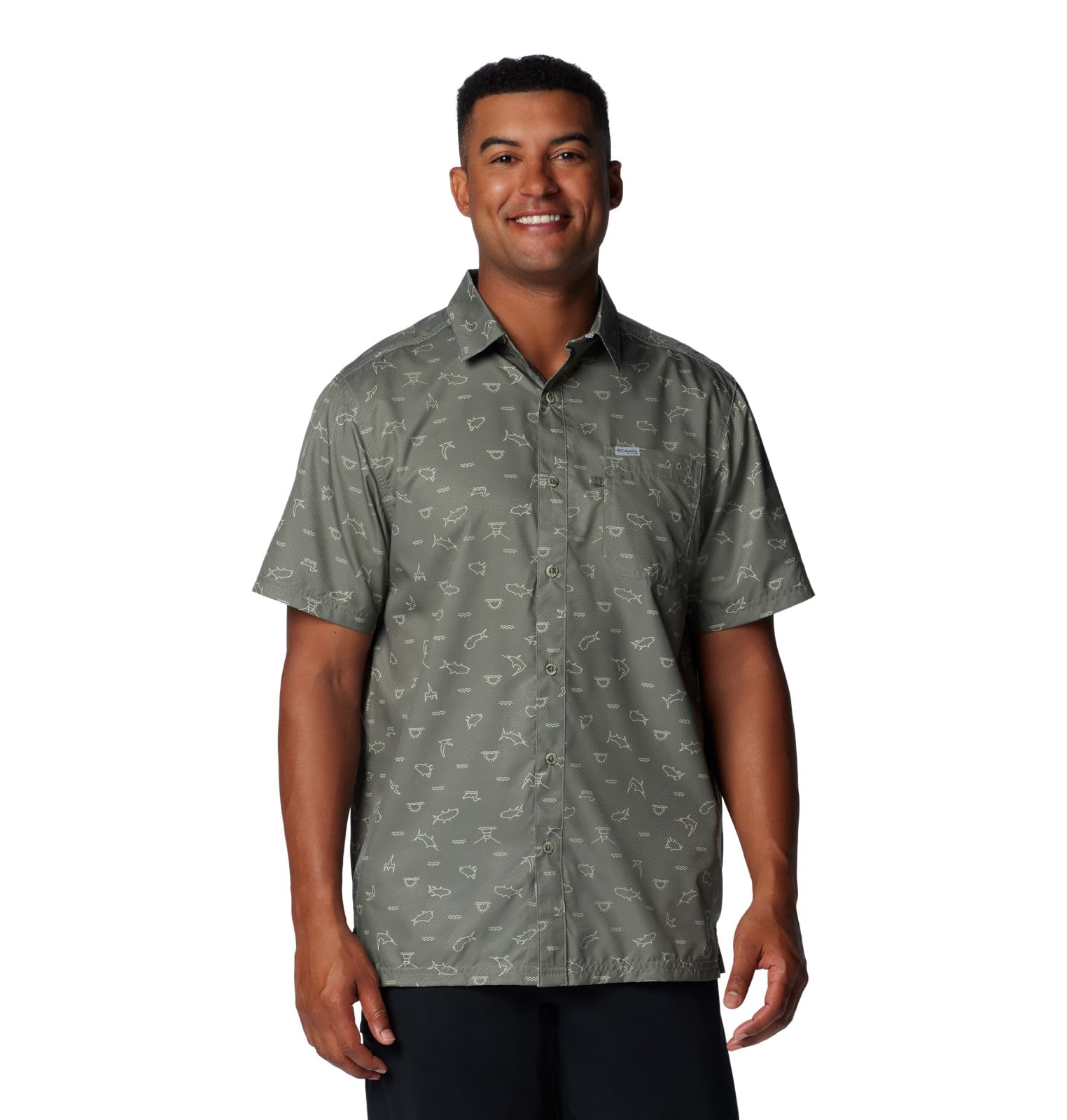 Columbia Men's Super Slack Tide Camp Shirt, Cypress Deepdivers, 4X Big Image