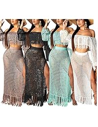 Bikini de playa para mujer con parte superior de malla, falda corta dividida de dos piezas