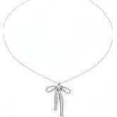 Cdrtnr 14K Gold Bow Necklace for Women Trendy Dainty Cute Pendant Choker Chain Christmas Gift Personalized Jewelry