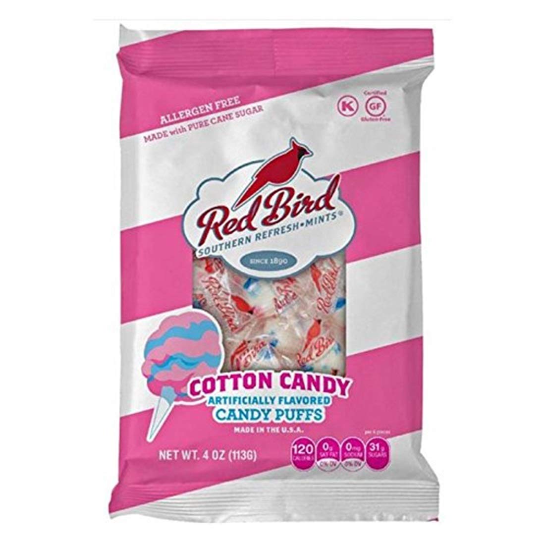 Red Bird Soft Cotton Candy Puffs 4 oz peg bag Grocery