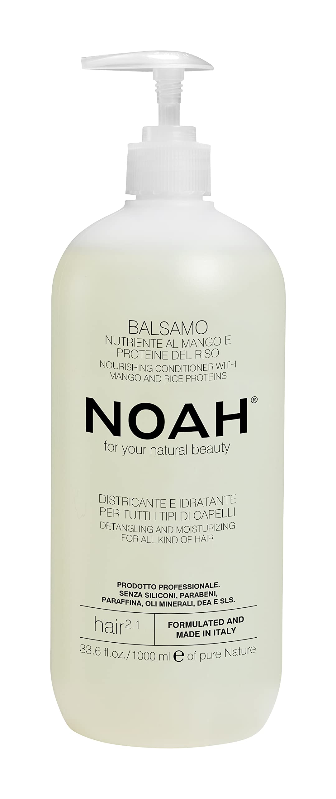 NOAH Hair 2.1 Nourishing Conditioner with Mango & Rice Proteins – Hydrating, Detangling & Frizz-Control Formula for All Hair Types, Enhances Shine & Manageability, Paraben & Sulphate-Free, 1000ml