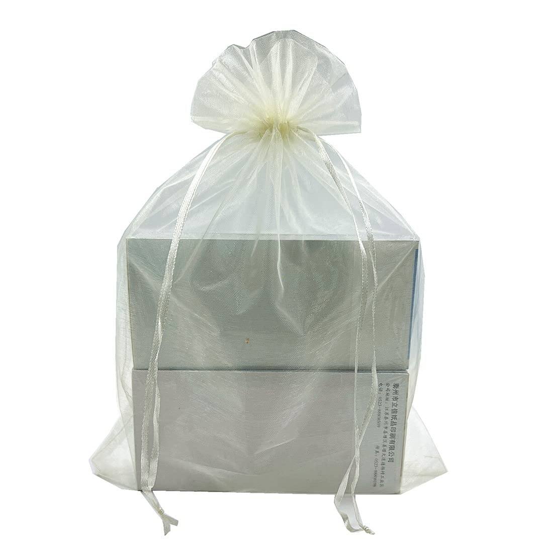 Photo 1 of LYSXP 30PCS Ivory Color Large Sheer Organza Bags 10x14Inch, Wedding Favor Bags with Drawstring Party Christmas Candy Bag