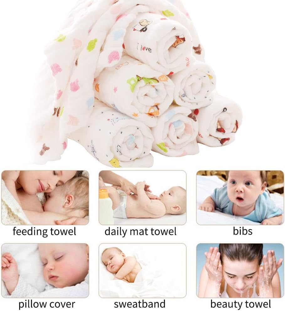 Muslin Baby Burp Cloths Washcloths Face Towels 4Pack Extra Large 13