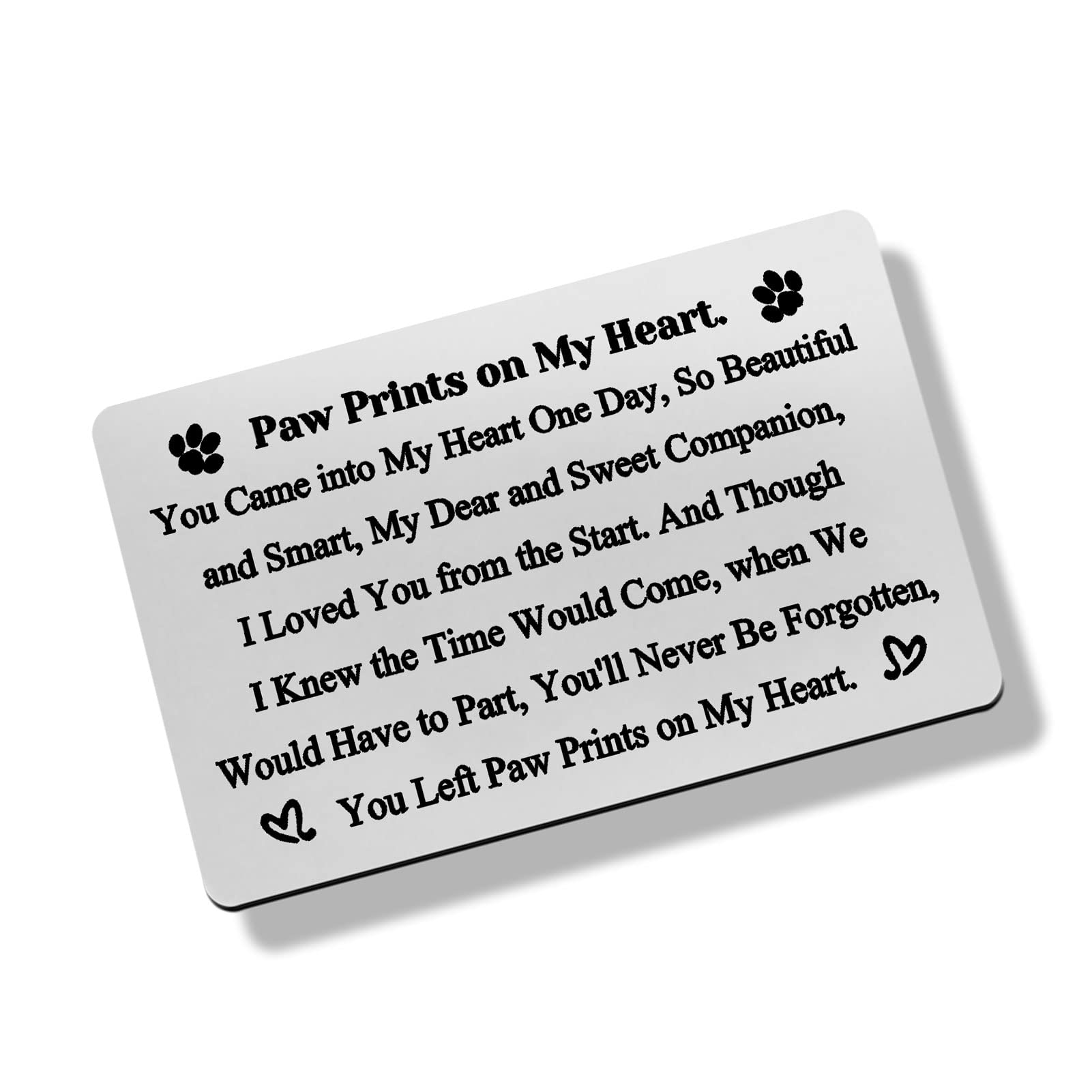 Pet Memorial Gift Engraved Wallet Inserts Card Pet Sympathy Gift Pet Loss Gifts Loss of Dog or Cat Memorial Gifts Paw Prints On My Heart Wallet Card Remembrance Sympathy Gift for Dog Lovers